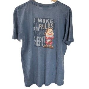 Vtg Disney Grumpy Graphic Tee Washed Out Blue Short Sleeve T-Shirt Adult Large